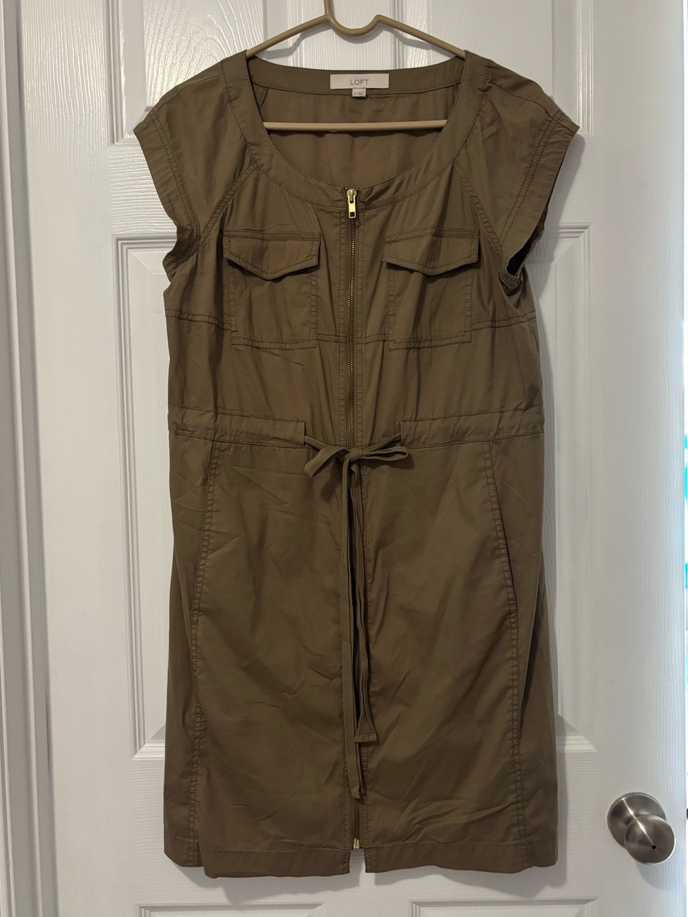 LOFT Khaki Zip-Up Dress